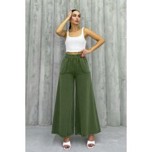 Nana & Mayka Moda Kadın Kar Yıkamalı Pamuk Gabardin Pantolon Ispanyol Paça