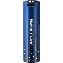 Beston Şarj Edilebilir USB Type-C Girişli Lityum Iyon El Feneri ve Powerbank Pili 2000MAH 18650