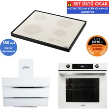 Afm Tech Lovente Setüstü Beyaz Vitro Elektrikli Ankastre Set (FM7701 +Fc-07+ FM3251W )