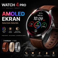 Peachtech Watch 4 Pro Amoled Akıllı Bluetooth Arama Nabız Ölçer IP67 3 Kordon Watch