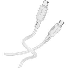 Borofone BX94 60W Ultra Hızlı Silikon Type-C Şarj ve Data Kablosu Açık Gri (Laptop, Tablet ve Telefon Uyumlu)