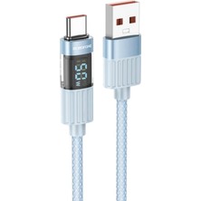 Borofone BU46 Watt Göstergeli Dijital Ekranlı USB To Type-C Hızlı Şarj Kablosu (Mavi)