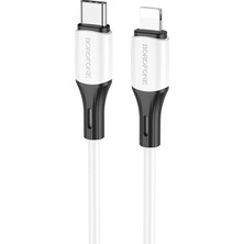 Borofone BX79 20W Pd Type-C To Lightning iPhone Hızlı Şarj Kablosu Silikon 1 Metre Beyaz
