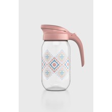 Renga Beluga Desenli 1000 ml Pembe Kapaklı Cam Sürahi 112027