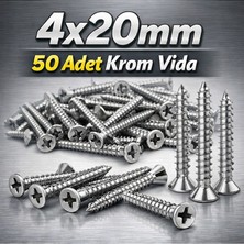 Akpınar  Krom Vida 4X20MM 50 Adet Paslanmaz Inox Vida