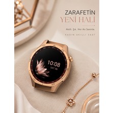 Peachtech Sk-8 Kadın Akıllı Saat Bluetooth Arama Amoled Ekran 3 Kordonlu IP67 Smarts Watch Rose Gold