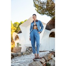 Kameya Yüksek Bel Denim Pantolon