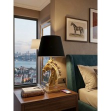 Mirsa Global Modern At Abajur Siyah Gold Büst Abajur  Heykel  –  Siyah Şapka Dekoratif Masa Lambası, Şık Salon & Yatak Odası Aydınlatma