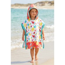Hamur Unisex Çocuk 2-3 Yaş Bebek Kapşonlu Plaj Havlusu Panço Havlu Deniz Havuz Havlusu Fruit