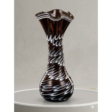 Gfsmore Premium El Yapımı Kehribar Füme Cam Vazo - 38 cm