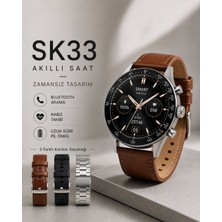 Peachtech SK33 Classic Amoled Akıllı Saat Bluetooth Arama Nabız Takibi 3 Kordon Smarts Watch