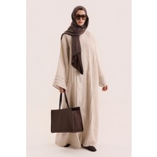 HE-QA Kontrast Dikişli Abaya Sedef