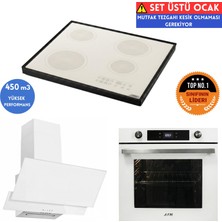 Afm Tech Argea Setüstü Beyaz Vitro Elektrikli Ankastre Set (FM7701 +Fc-07+ FM3301W )