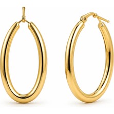 Venüs Design Gold Renkli Çelik Halka Küpe Kadın Kullanıcılar İçin Şık Tasarım