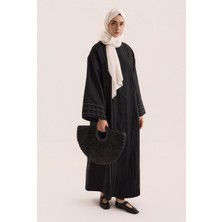 HE-QA Kontrast Dikişli Abaya Siyah