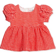 Hellobaby Kız Bebek Elbise Kareli Çıtçıtlı Bisiklet Yaka Kısa Kol