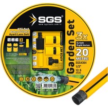 Sgs SGS4364 Bahçe Sulama Hortumu Seti 20 Metre 1/2’’ Örgülü Hortum 4’lü Ayarlı Lans Seti