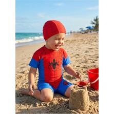 The Cloudish Shop Erkek Çocuk Kısa Kollu Tek Parça Mayo - Bone Set / Upf 50 Güneş Korumalı Spider Örümcek Adam Baskılı