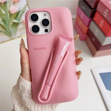 Darkom Iphone 16 Pro Makyaj Kapak Düz Renkli Silikon Lip Case Ruj Bölmeli Rujlu Kılıf