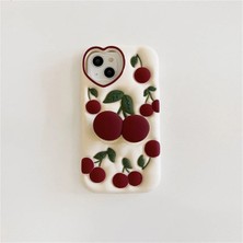 Darkom Iphone 14 Pro Max Uyumlu Kiraz Desenli / Kiraz Standlı Darbe Emici Özelliğe Sahip Hamur Kılıf