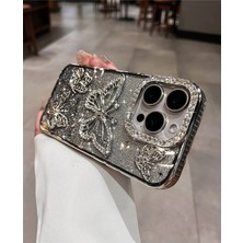 Darkom Iphone 16 Pro Uyumlu Düz Renkli Taşlı Darbe Emici Özelliğe Sahip Silikon Telefon Kılıfı