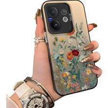 HONTINGA Vivo V60 5g ile Uyumlu Kılıfı Silikon Kenar Sert Arka Düşüme Önleyici Basitlik Anti Düşme Kamera Korumali Çiçek Desen Telefon Kılıfı Kadın ve Erkek Için Uygundur K1-0722
