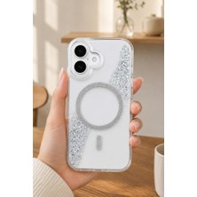 3gen Case iPhone 16 Uyumlu Glitter Kristal Simli Wireless Kablosuz Şarj Destekli Lüks Sert Silikon Kılıf