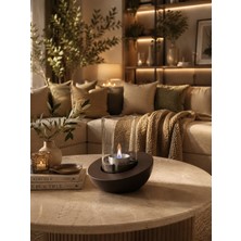 Stone Edition Bacasız Beton Masaüstü Şömine | Kokusuz, Dumansız %100 Güvenli | 1 Litre Yakıtı Hediyeli (Kahverengi