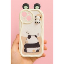 Darkom Iphone 15 Uyumlu Sevimli Panda Figürlü Kulaklı Darbe Emici Özelliğe Sahip Telefon Kılıfı