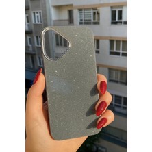 Darkom Iphone 16 Uyumlu Düz Parlak Renkli Simli Darbe Emici Özelliğe Sahip Telefon Kılıfı