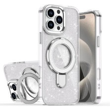 Darkom Iphone 16 Pro Max Uyumlu Simli Standlı Darbelere Karşı Korunaklı Silikon Kılıf