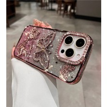 Darkom Iphone 13/14 Uyumlu Düz Renkli Taşlı Darbe Emici Özelliğe Sahip Silikon Telefon Kılıfı