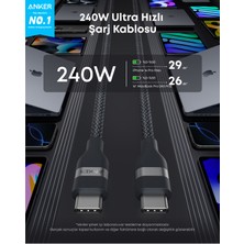 Anker Nano 240W Usb-C - Usb-C Hızlı Şarj Kablosu, 1,8 Metre, Siyah - A82E2