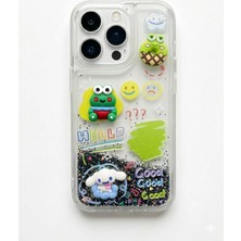 Darkom Iphone 11 Uyumlu Sevimli Karakterli 3D Figürlü Simli Şeffaf Kılıf (Liquid Glitter)