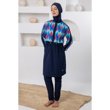 Adasea 261212 Lacivert Jasmin Spor Lycra Uzun Kollu Tesettür Mayo