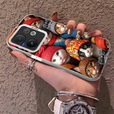 HONTINGA Vivo V60 5g ile Uyumlu Kılıfı Silikon Kenar Sert Arka Düşüme Önleyici Basitlik Anti Düşme Kamera Korumali Kedi Desen Telefon Kılıfı Kadın ve Erkek Için Uygundur K1-0631