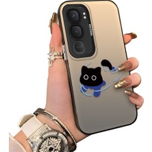 HONTINGA Vivo Y31 5g ile Uyumlu Kılıfı Silikon Kenar Sert Arka Düşüme Önleyici Basitlik Anti Düşme Kamera Korumali Kedi Desen Telefon Kılıfı Kadın ve Erkek Için Uygundur K1-0845