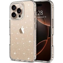 Darkom Iphone 16 Pro Max Uyumlu Simli Şeffaf Darbe Emici Özelliğe Sahip Telefon Kılıfı