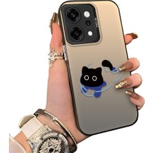 HONTINGA Oppo Reno 14 Pro 5g ile Uyumlu Kılıfı Silikon Kenar Sert Arka Düşüme Önleyici Basitlik Anti Düşme Kamera Korumali Kedi Desen Telefon Kılıfı Kadın ve Erkek Için Uygundur K1-0845