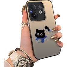 HONTINGA Vivo V60 5g ile Uyumlu Kılıfı Silikon Kenar Sert Arka Düşüme Önleyici Basitlik Anti Düşme Kamera Korumali Kedi Desen Telefon Kılıfı Kadın ve Erkek Için Uygundur K1-0845
