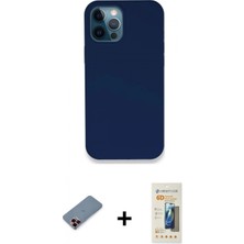 Marsilyan™- iPhone 12 Pro Kılıf Zirve Modern Özel Seri - Siyah 6d Mat Seramik Hayalet Nano Ekran Koruyucu + Metal Kamera Lens Koruma Cam - Kı