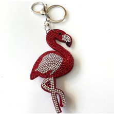 Yumakça Taşlı Anahtarlık ve Çanta Charmı Kırmızı Flamingo