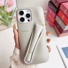 Darkom Iphone 15 Pro Max Makyaj Kapak Düz Renkli Silikon Lip Case Ruj Bölmeli Rujlu Kılıf