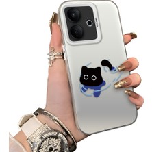 HONTINGA Vivo V60 Lite 5g ile Uyumlu Kılıfı Silikon Kenar Sert Arka Düşüme Önleyici Basitlik Anti Düşme Kamera Korumali Kedi Desen Telefon Kılıfı Kadın ve Erkek Için Uygundur K1-0845