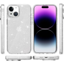 Darkom Iphone 14 / 15 Plus Uyumlu Simli Şeffaf Darbe Emici Özelliğe Sahip Telefon Kılıfı