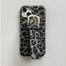 Darkom Iphone 15 Pro Max Uyumlu El Tutma Yerli Leopar Desenleri 3D Dokulu Darbe Emici Özelliğe Sahip Kılıf