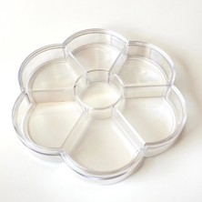 NT Cam Görünümlü Plastik 7 Gözlü Çiçek Model Kapaklı Takı, Boncuk ve Hobi Kutusu