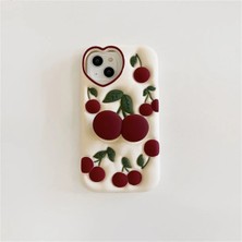 Darkom Iphone 13 / 14 Uyumlu Kiraz Desenli / Kiraz Standlı Darbe Emici Özelliğe Sahip Hamur Kılıf