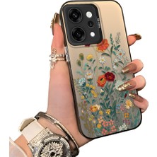 HONTINGA Oppo Reno 14 Pro 5g ile Uyumlu Kılıfı Silikon Kenar Sert Arka Düşüme Önleyici Basitlik Anti Düşme Kamera Korumali Çiçek Desen Telefon Kılıfı Kadın ve Erkek Için Uygundur K1-0722