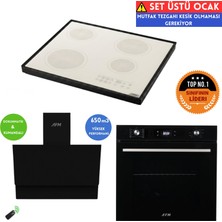 Afm Tech B4B Setüstü Siyah Vitro Elektrikli Ankastre Set (FM7700 +Fc-07+ FM3400 Kumandalı Dijital )
